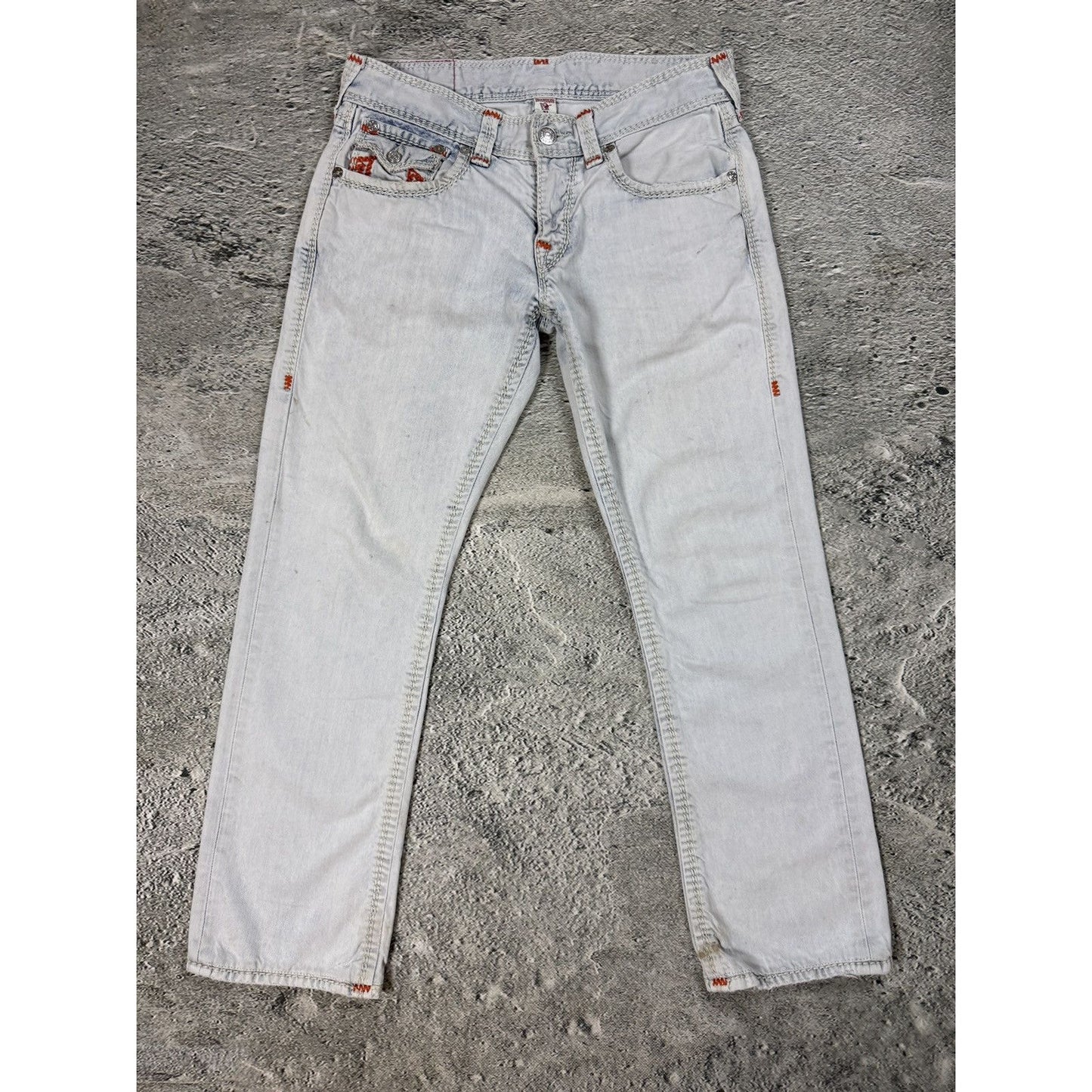 True Religion vintage white jeans straight mega T Orange