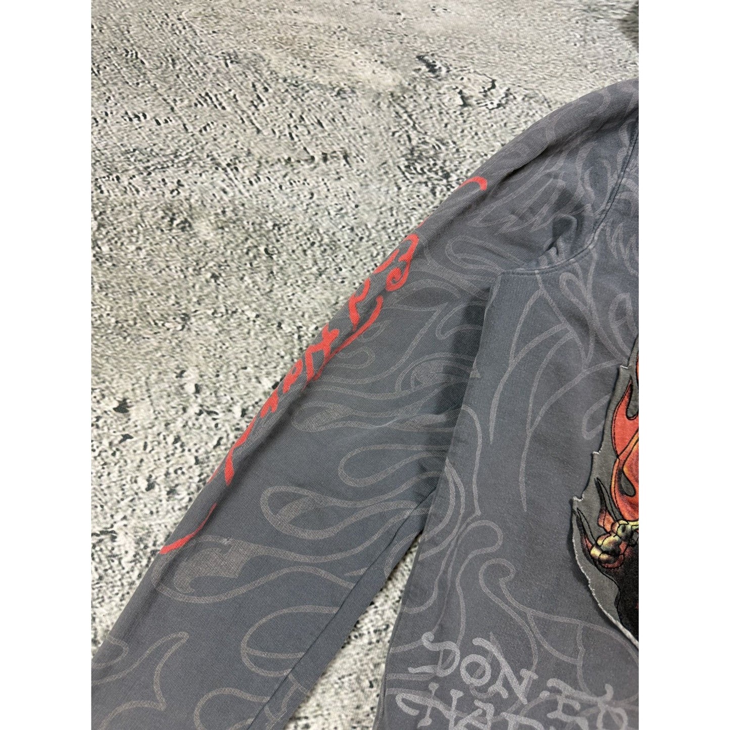 Ed Hardy zip hoodie grey Y2K vintage Christian Audigier fur