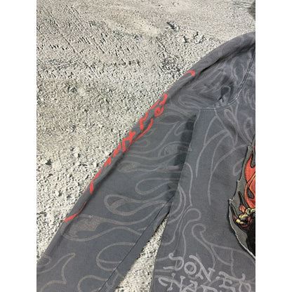 Ed Hardy zip hoodie grey Y2K vintage Christian Audigier fur