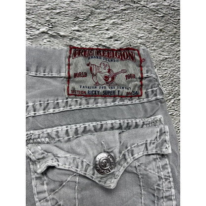 True Religion vintage grey jeans Ricky contrast stitching