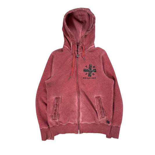 True Religion Red zip hoodie big logo vintage studded Y2K