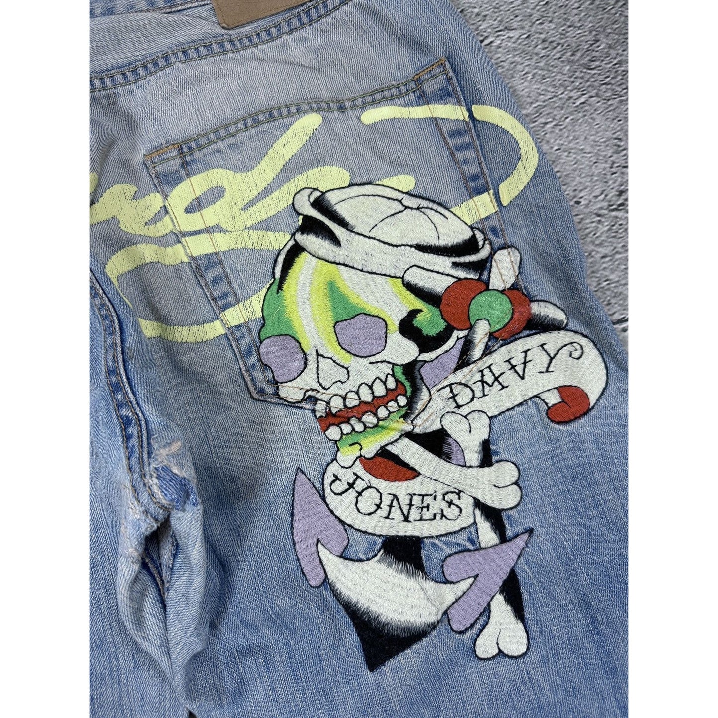 Ed Hardy Christian Audigier vintage jeans big logo pants