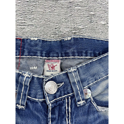 True Religion Blue jeans white thick stitching Bobby