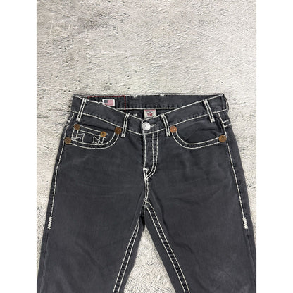 True Religion black jeans white thick stitching Y2K Straight