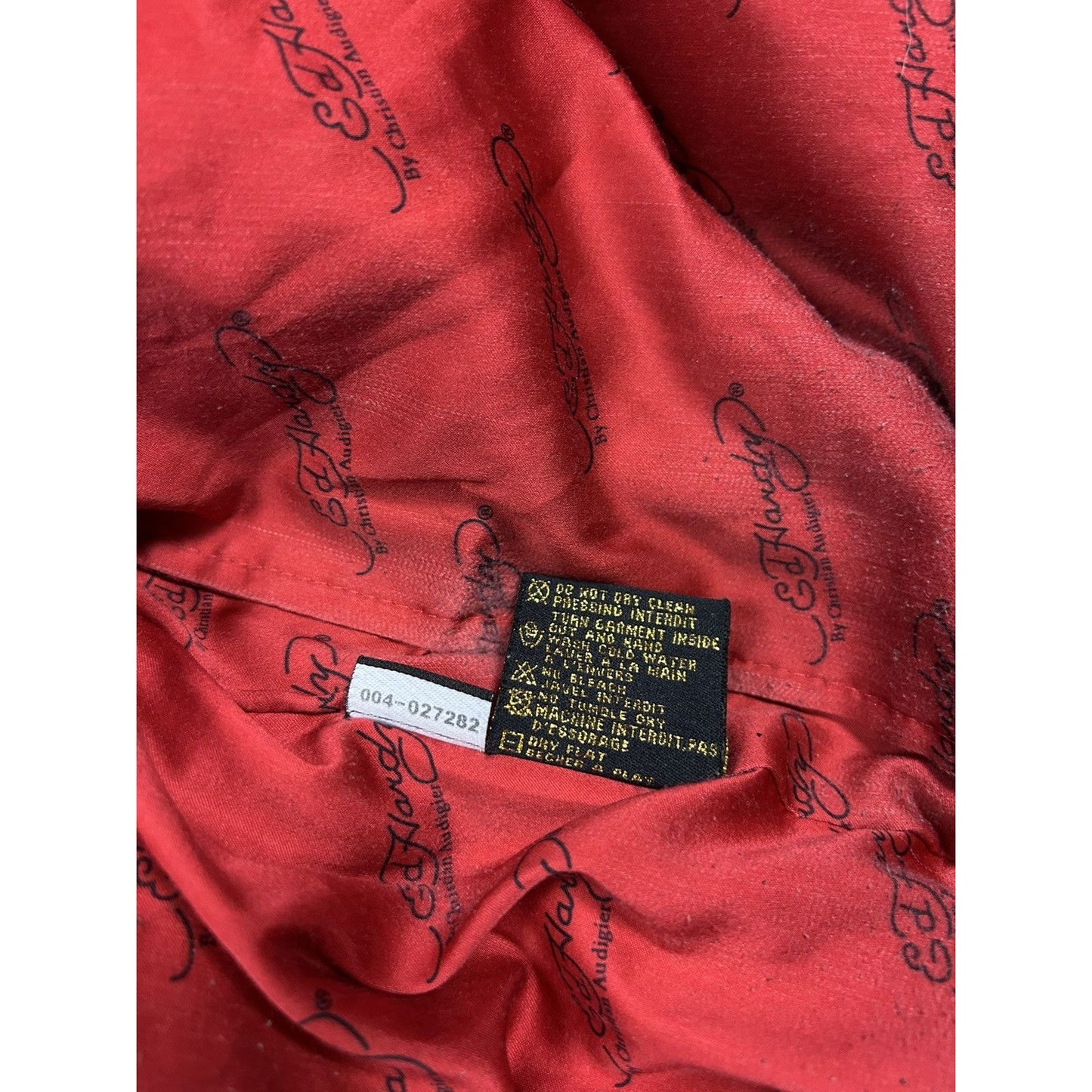 Ed Hardy Puffer Jacket vintage big logo Y2K black