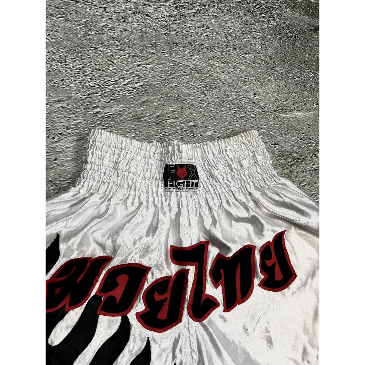 Vintage Muay Thai Boxing shorts white flame Y2K