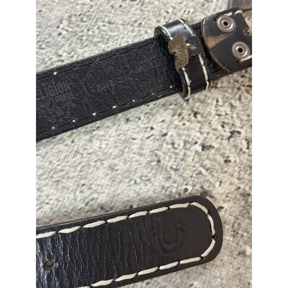 True Religion belt leather black Y2K thick stitching