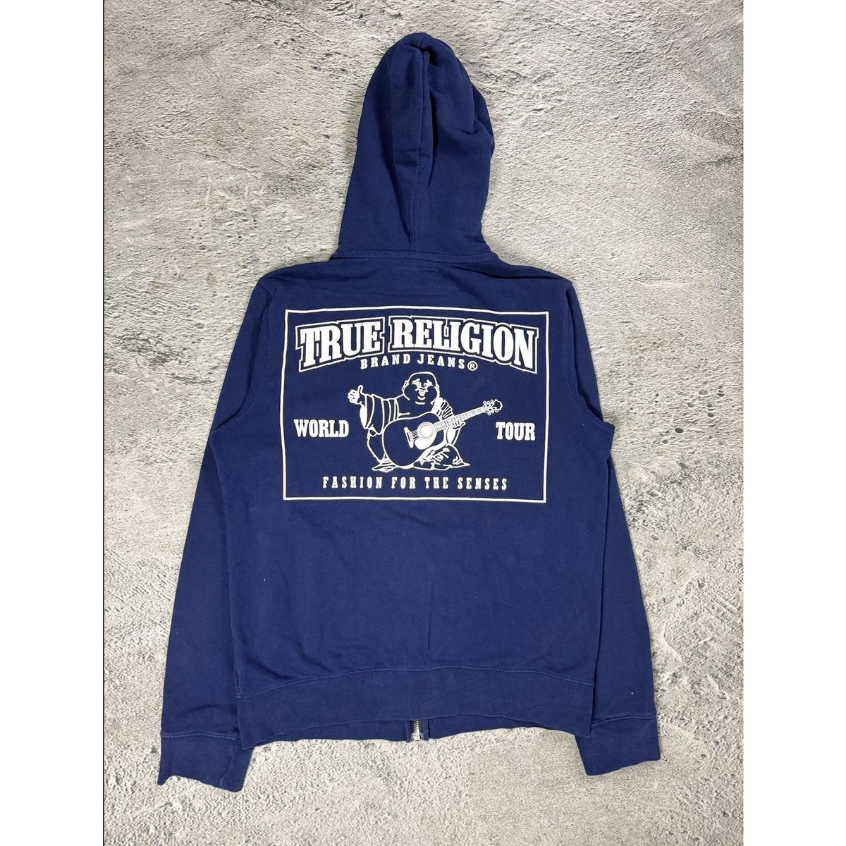 True Religion vintage Navy blue zip hoodie big logo