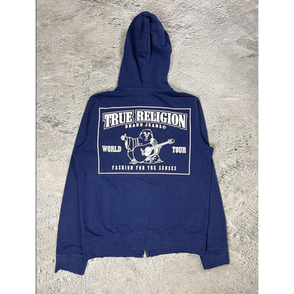 True Religion vintage Navy blue zip hoodie big logo