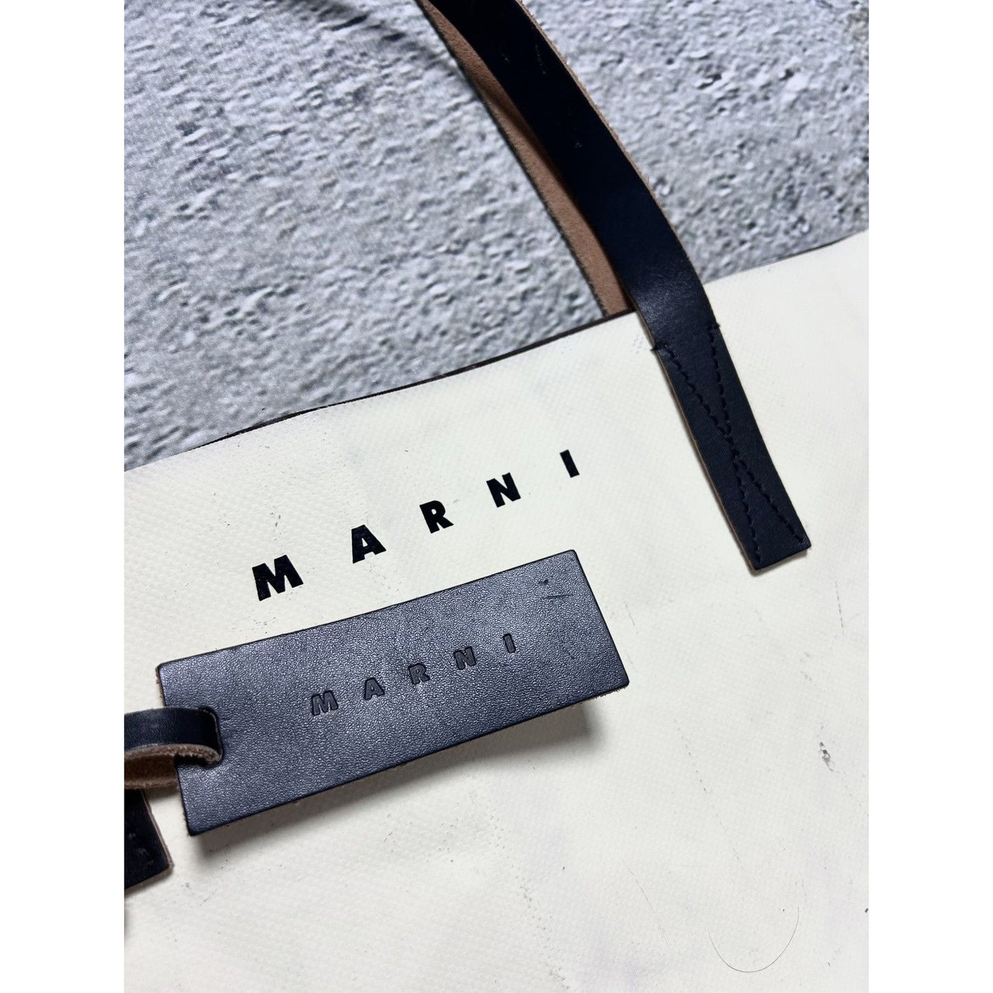 Marni bag with leather handles beige