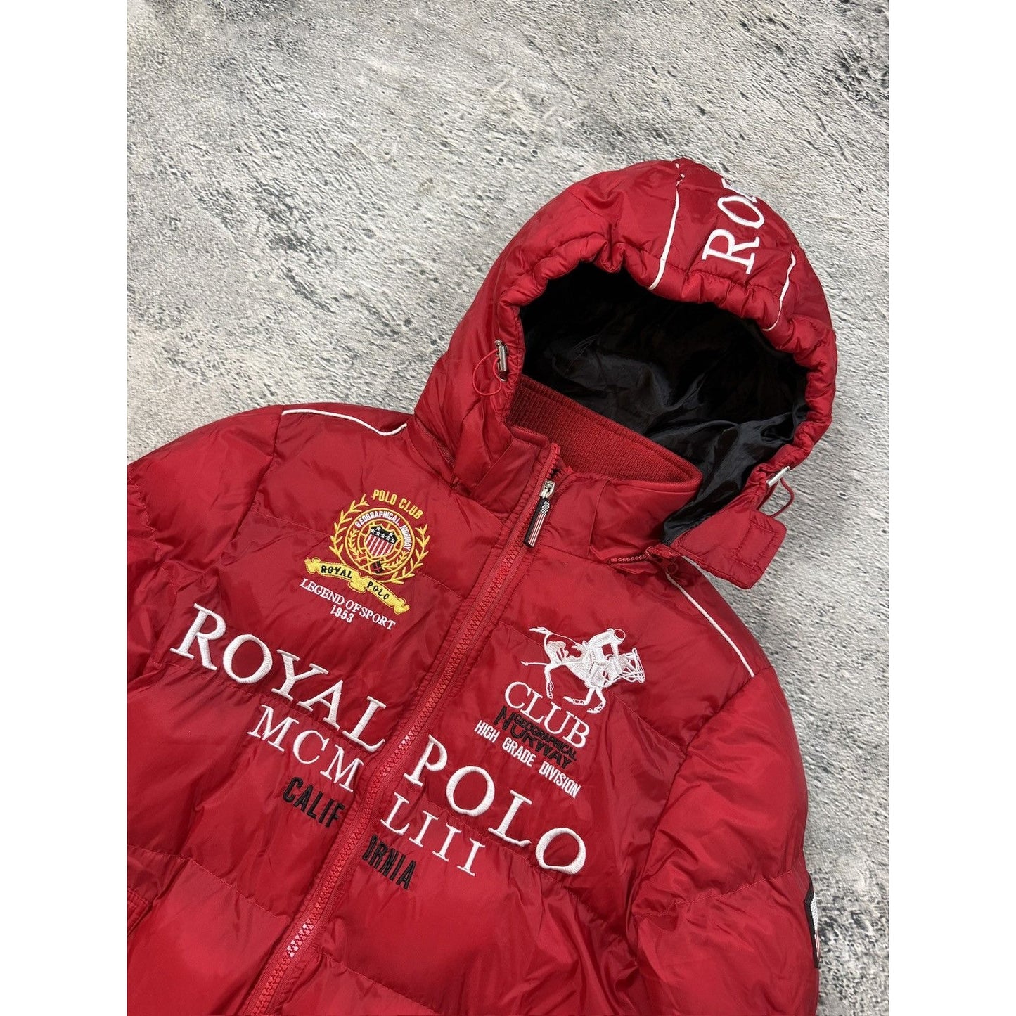 Royal Polo Geografical Norway bomber jacket puffer down red