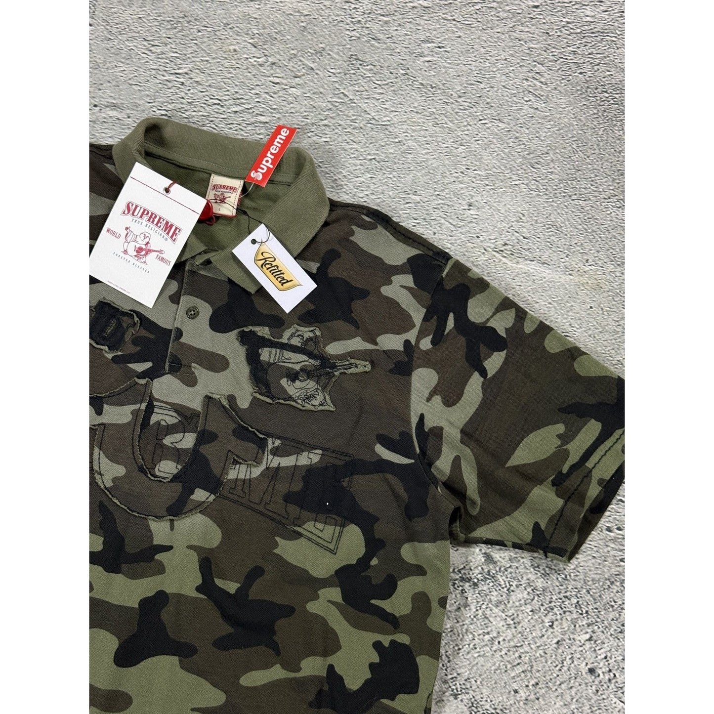 Supreme x True Religion polo shirt camo L