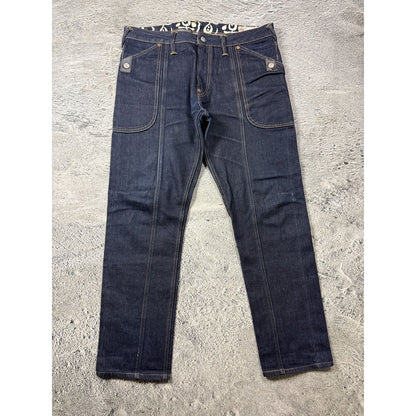 Evisu jeans cargo daicock red big logo raw denim Selvedge