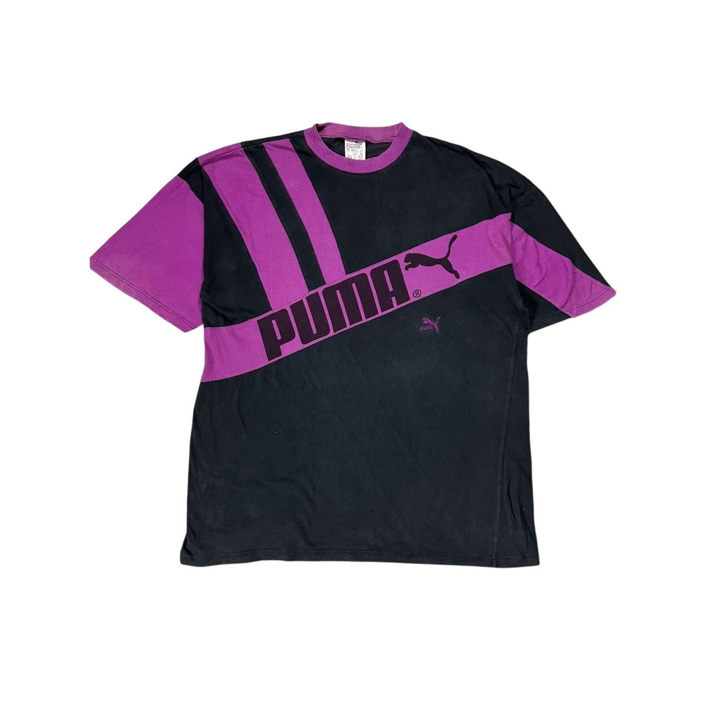 Puma vintage t-shirt 90s purple black big logo