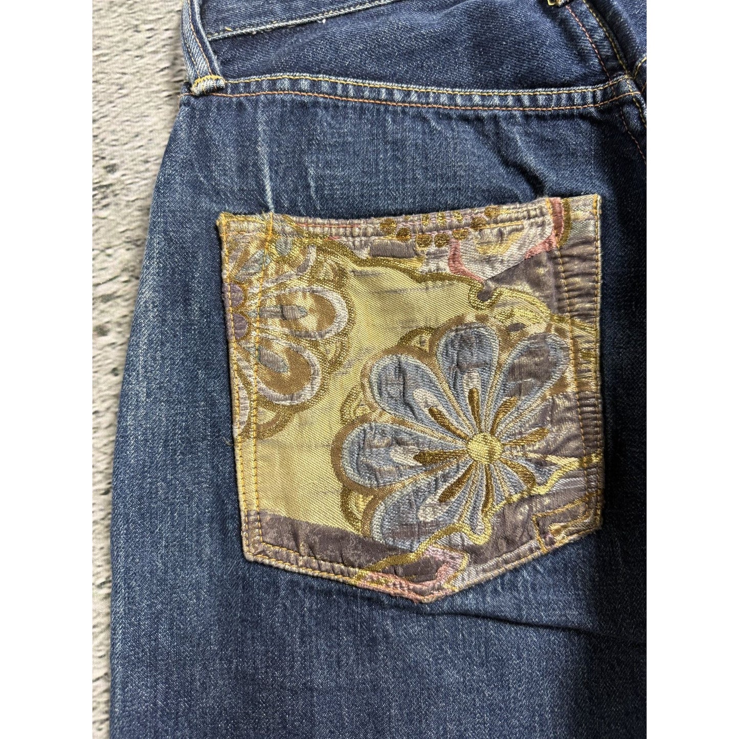 Evisu jeans vintage seagull logo blue selvedge denim gold