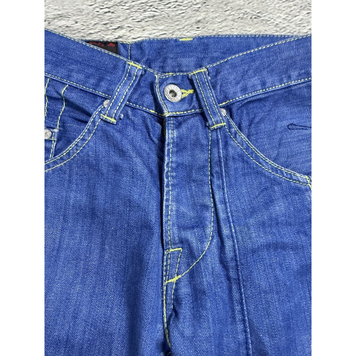 Evisu EU ED jeans vintage denim pants cargo blue yellow Y2K