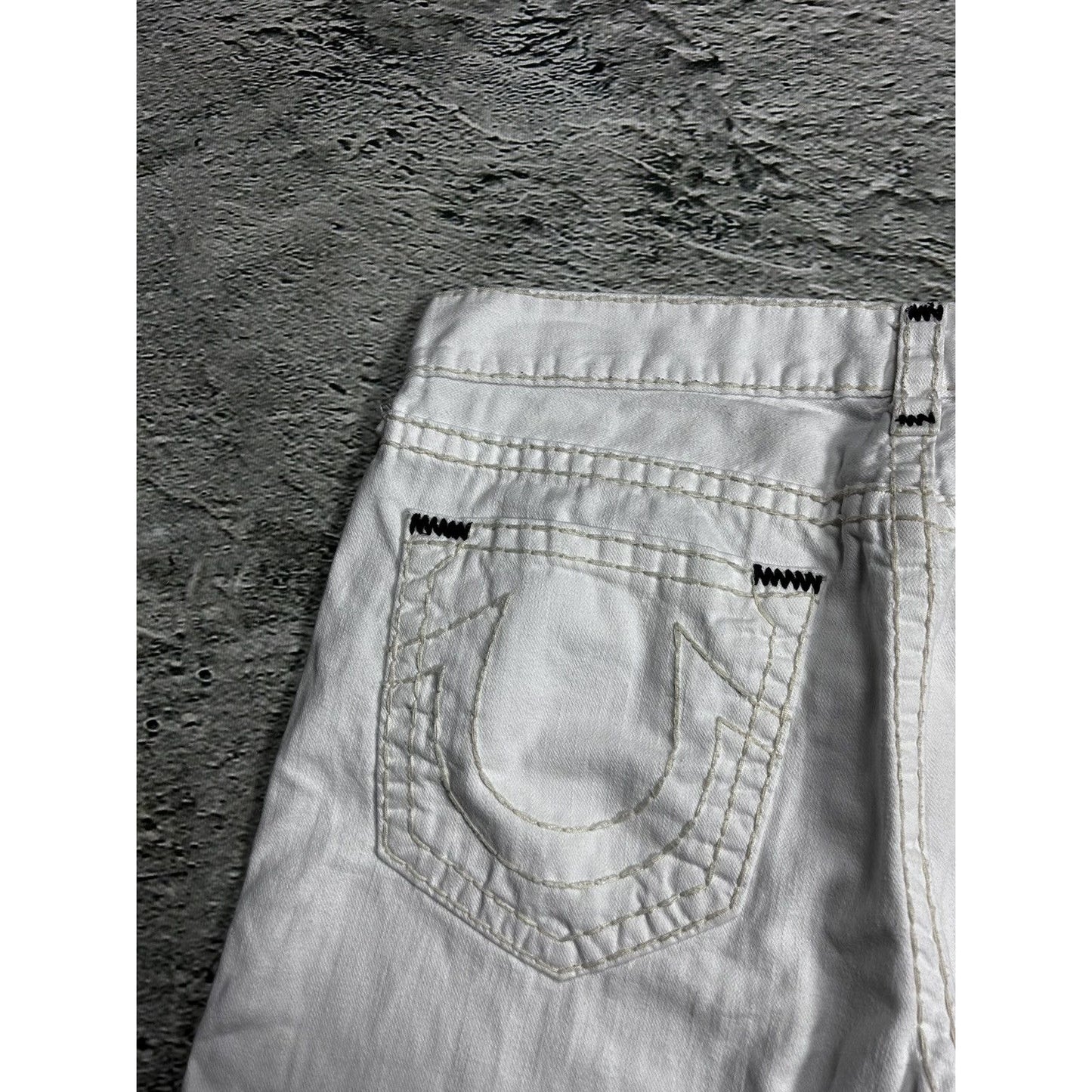 True Religion vintage white jeans Geno contrast stitching