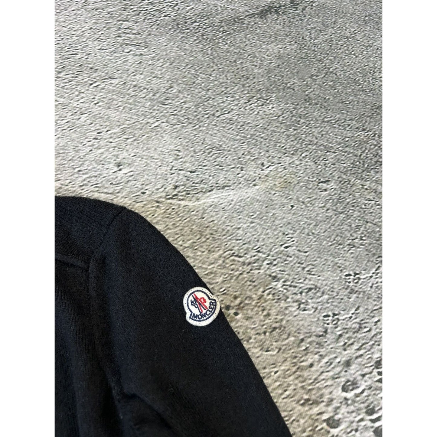 Moncler black sweater knit flared nylon hem shiny