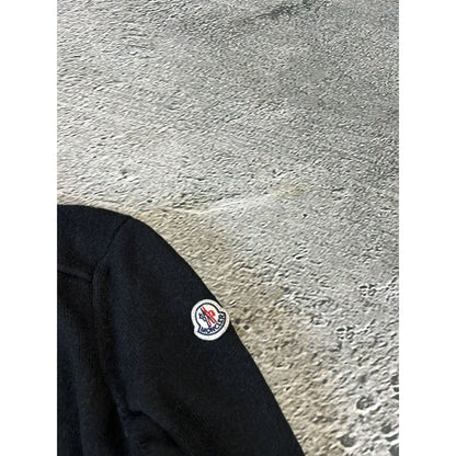 Moncler black sweater knit flared nylon hem shiny
