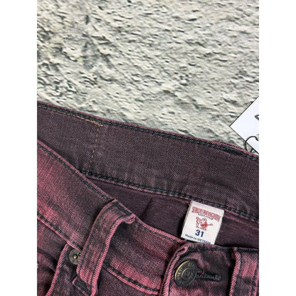 True Religion jeans biker burgundy red Moto washed Y2K slim skinny
