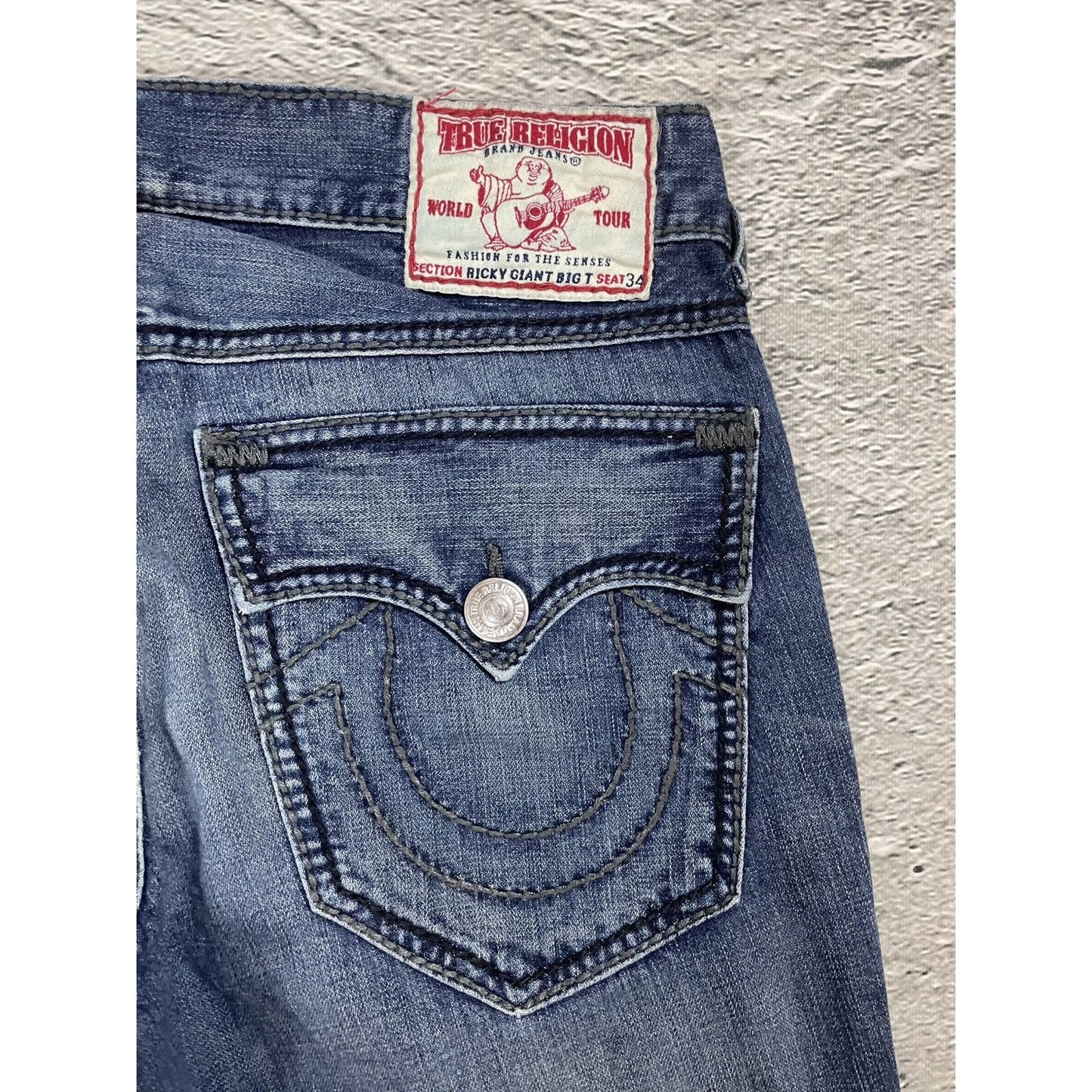 True Religion vintage blue jeans Ricky thick stitching Y2K