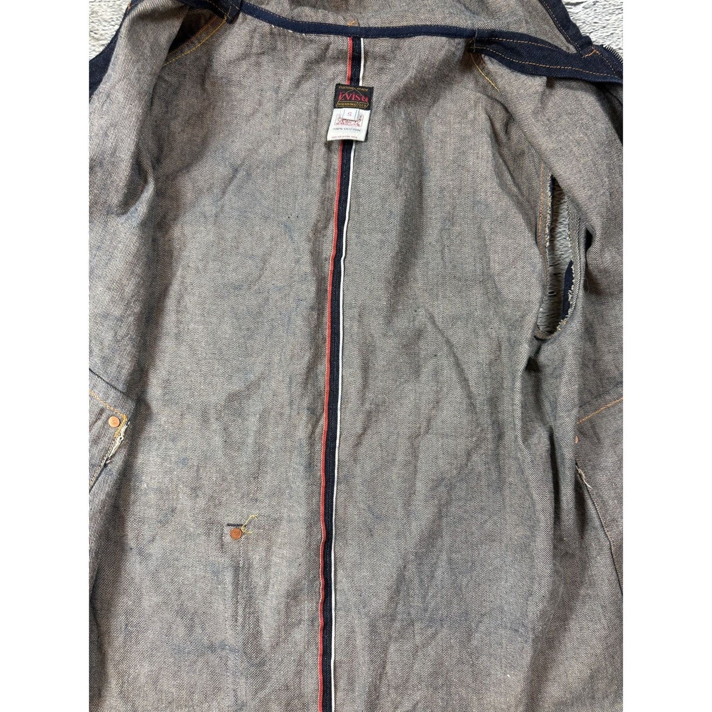 Evisu Raw denim Vest vintage embroidery seagull selvedge