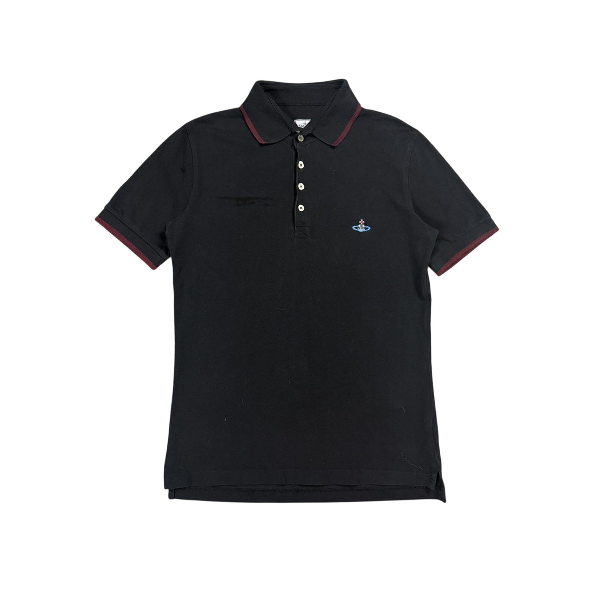 Vivienne Westwood black polo red stripe orb logo
