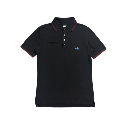Vivienne Westwood black polo red stripe orb logo