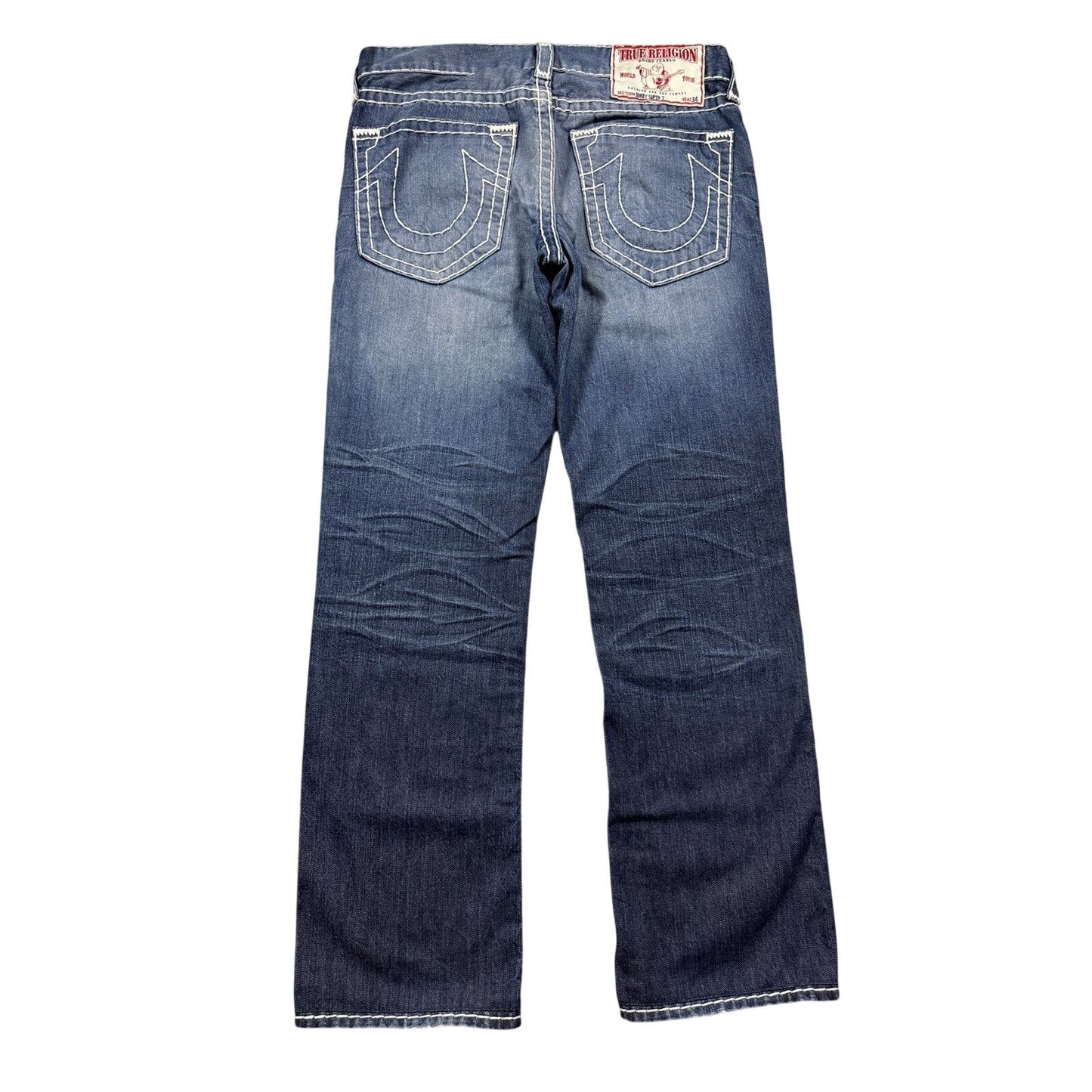 True Religion blue jeans white thick stitching Y2K Bobby