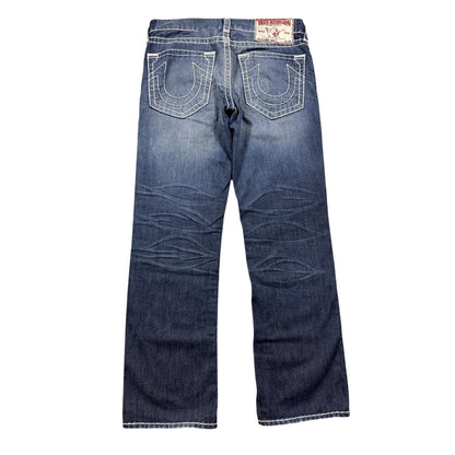 True Religion blue jeans white thick stitching Y2K Bobby