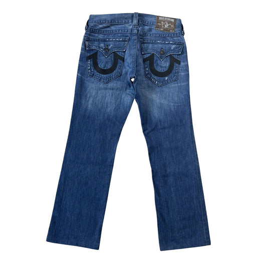 True Religion vintage blue jeans Ricky black big logo Y2K