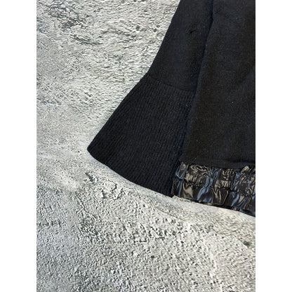 Moncler black sweater knit flared nylon hem shiny