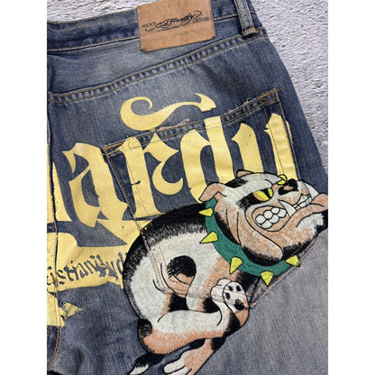 Ed Hardy Christian Audigier vintage jeans big logo pants