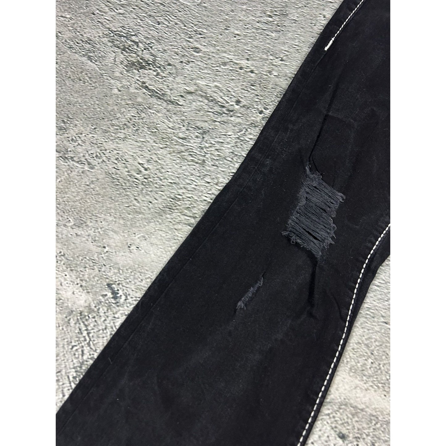 True Religion black Bootcut jeans white stitching Becca