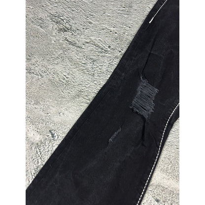 True Religion black Bootcut jeans white stitching Becca