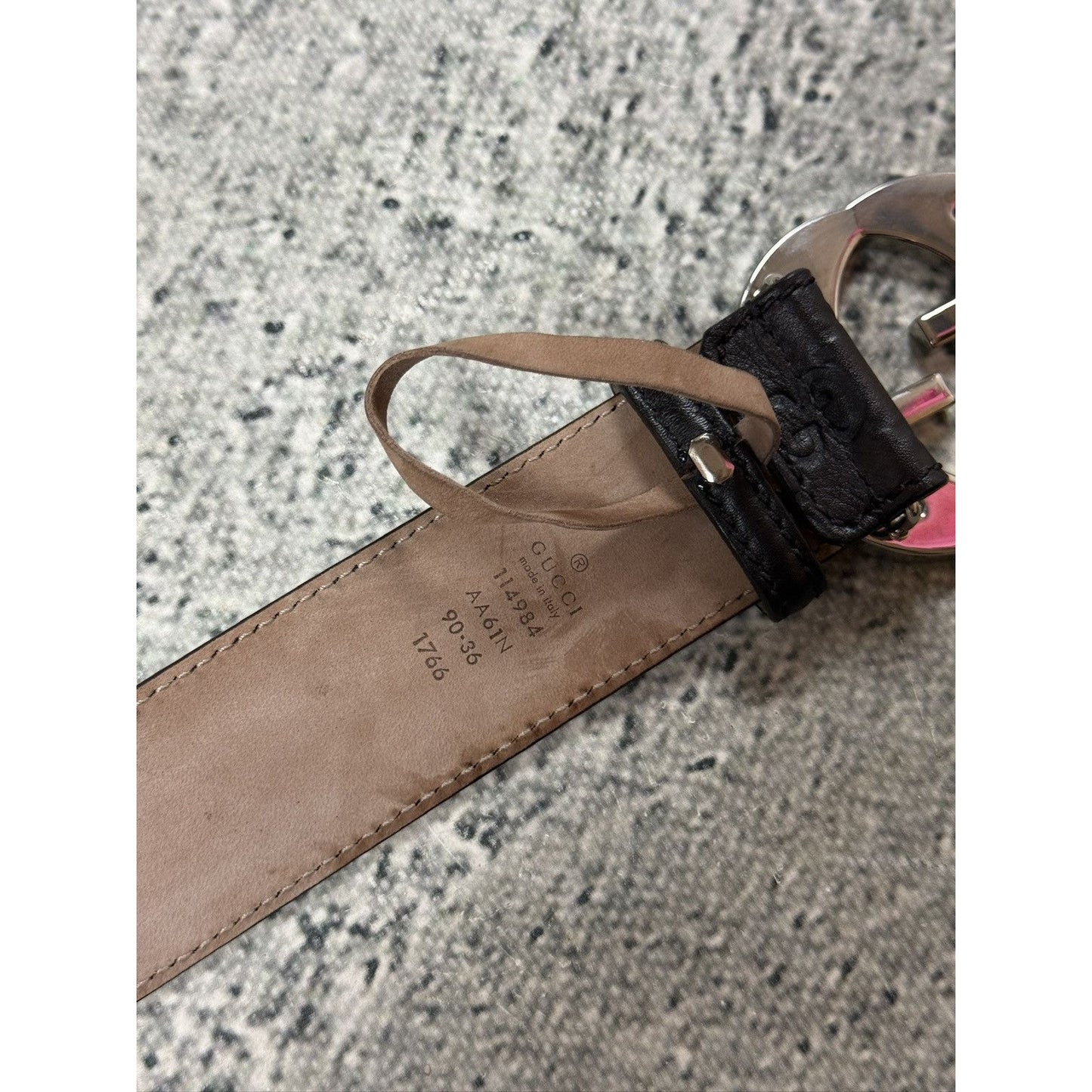 Gucci belt big buckle double G brown silver monogram