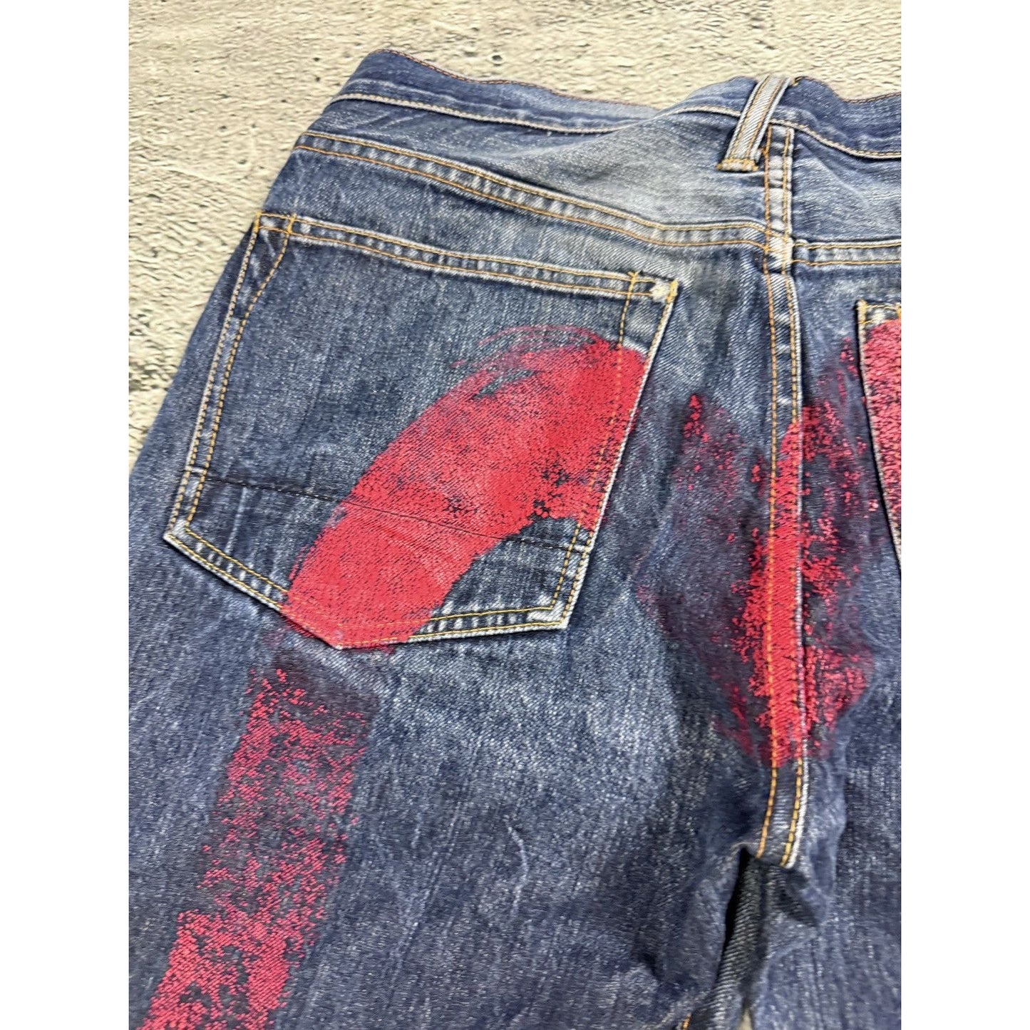 Evisu jeans daicock big logo red selvedge denim