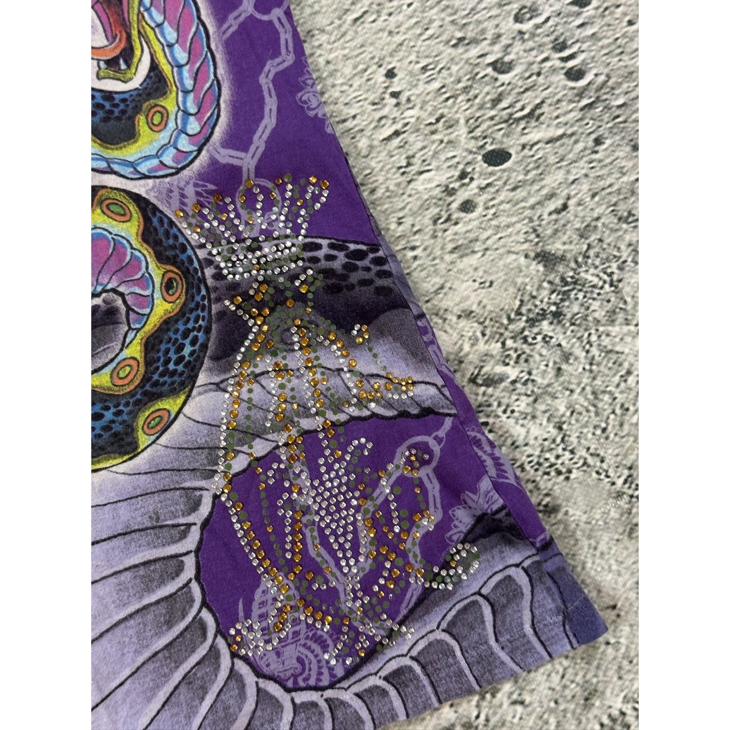 Ed Hardy Christian Audigier vintage purple Tshirt Rhinestone