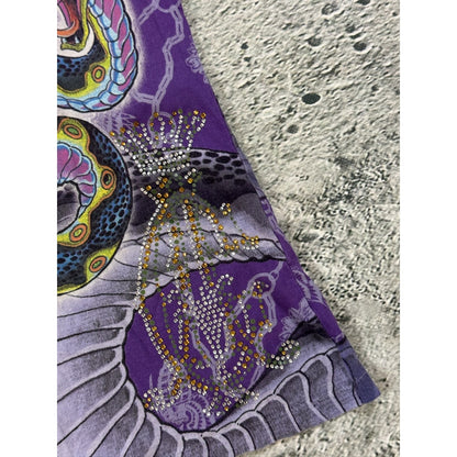 Ed Hardy Christian Audigier vintage purple Tshirt Rhinestone