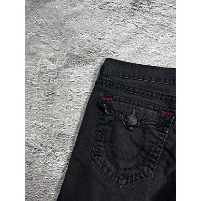 True Religion vintage black jeans Ricky red thick stitching