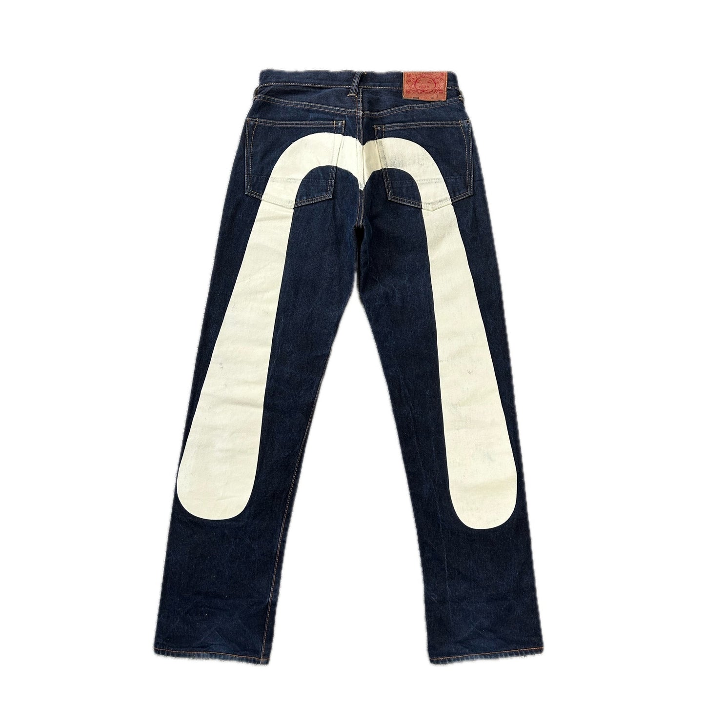 Evisu jeans daicock big logo white selvedge denim Y2K