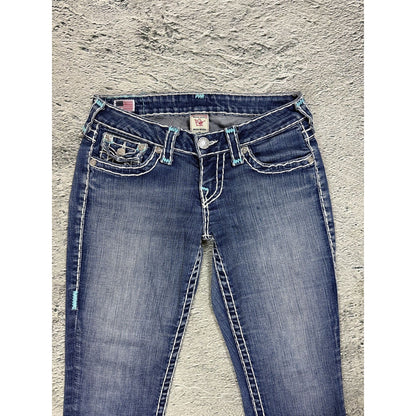 True Religion jeans bootcut blue white thick stitching