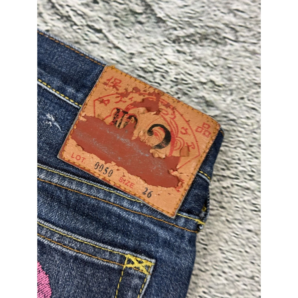 Evisu jeans daicock big logo vintage pink washed