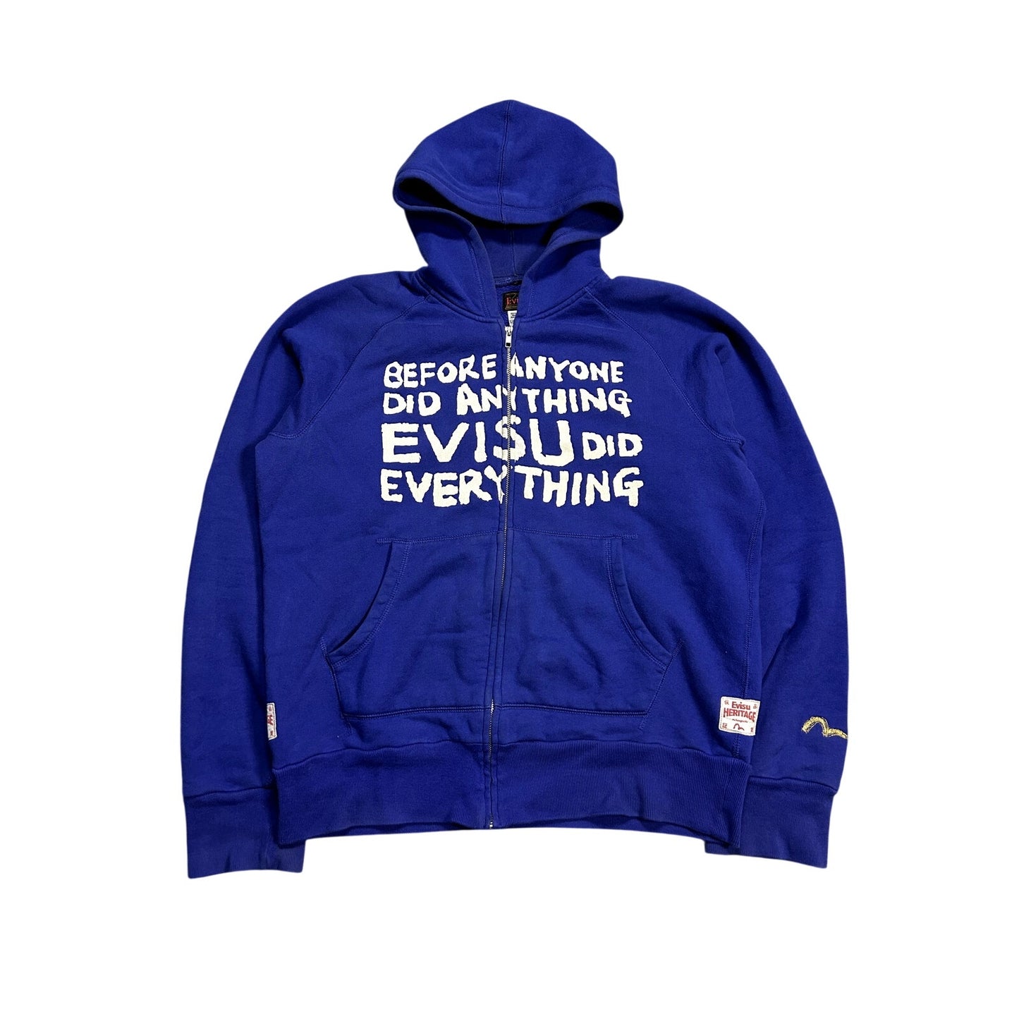 Evisu zip hoodie blue vintage big logo Y2K blue