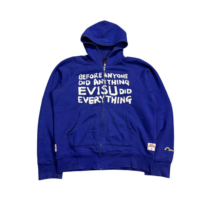Evisu zip hoodie blue vintage big logo Y2K blue