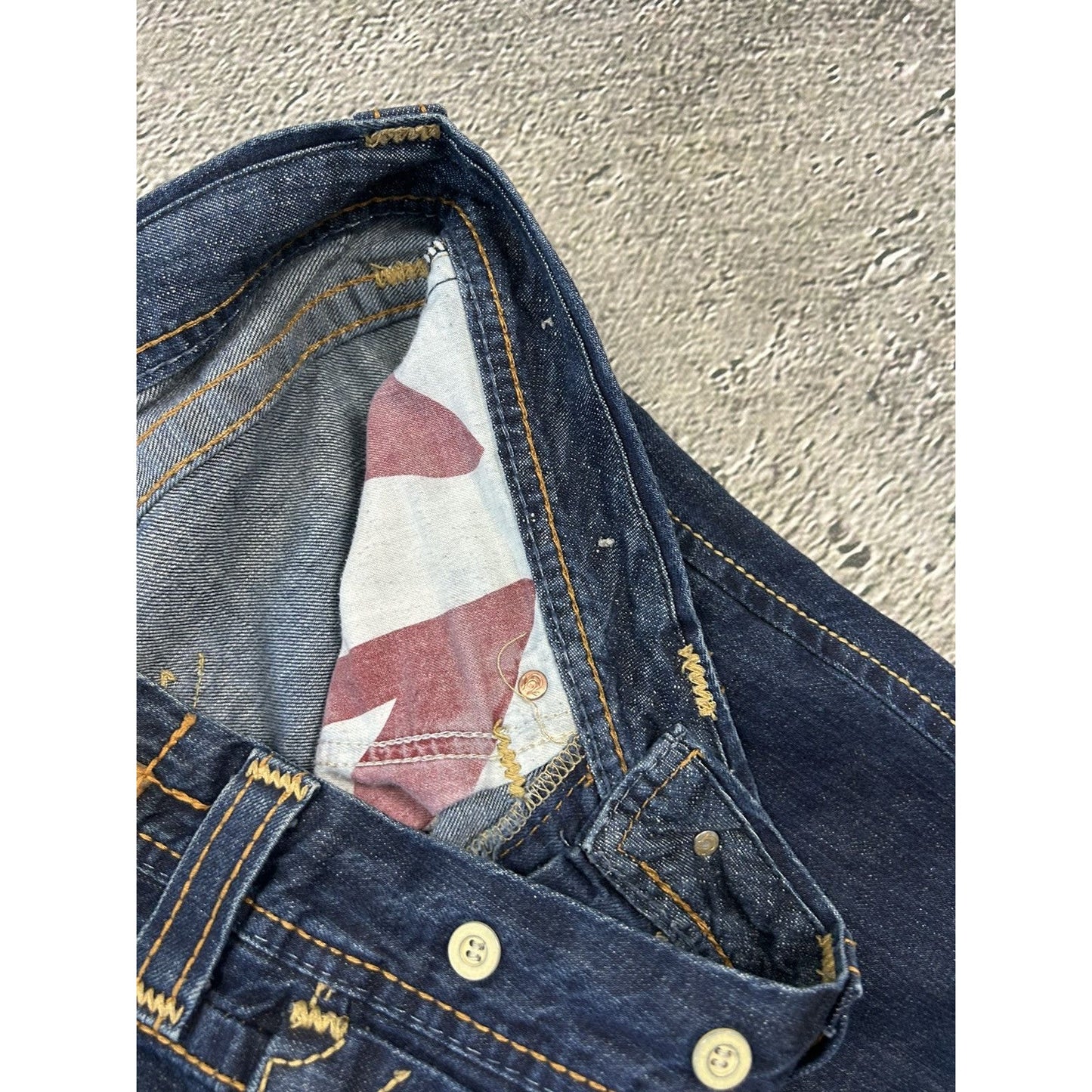 True Religion blue jeans thick stitching baggy Y2K