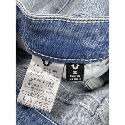 True Religion jeans straight baby blue white stitch Y2K