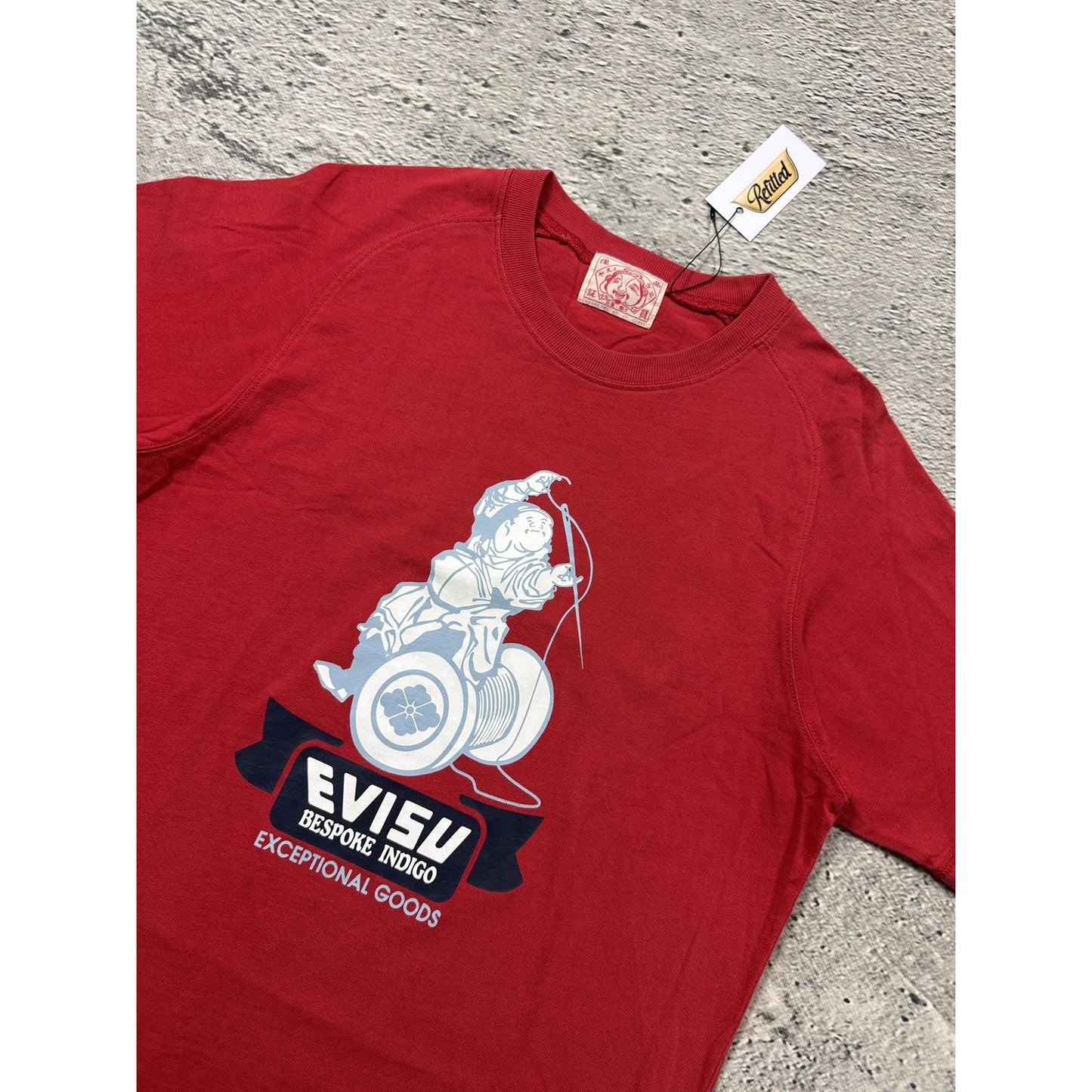 Evisu vintage Red T-shirt big logo bespoke indygo