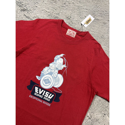 Evisu vintage Red T-shirt big logo bespoke indygo