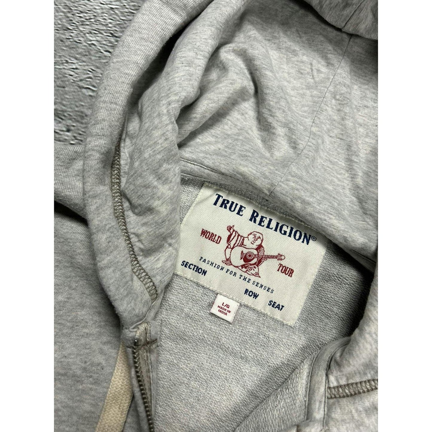 True Religion vintage grey zip hoodie big logo Y2K